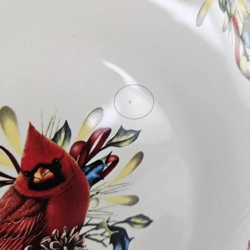 Lenox Winter Greeting Square Plate Platter Cardinal Catherine McClung Serve READ
